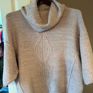 Fate Cable-Front Cowl Neck Sweater - Light Taupe